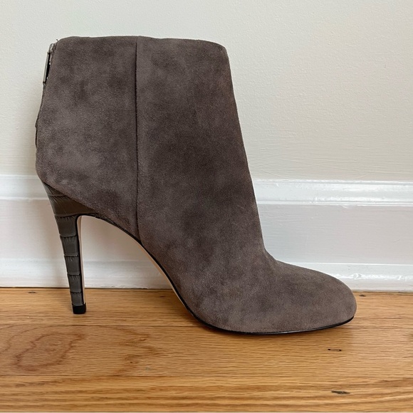 Sam Edelman Kourtney Gray Leather Suede Crocodile Heel Ankle Boots Size 8M - Picture 11 of 15